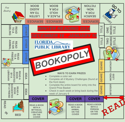 A custom Monopoly Board that says Bookopoly