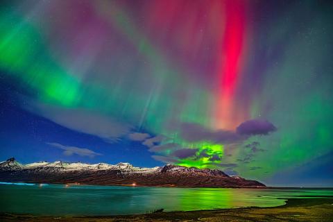 Beautiful colors of the Aurora Borealis in the night sky