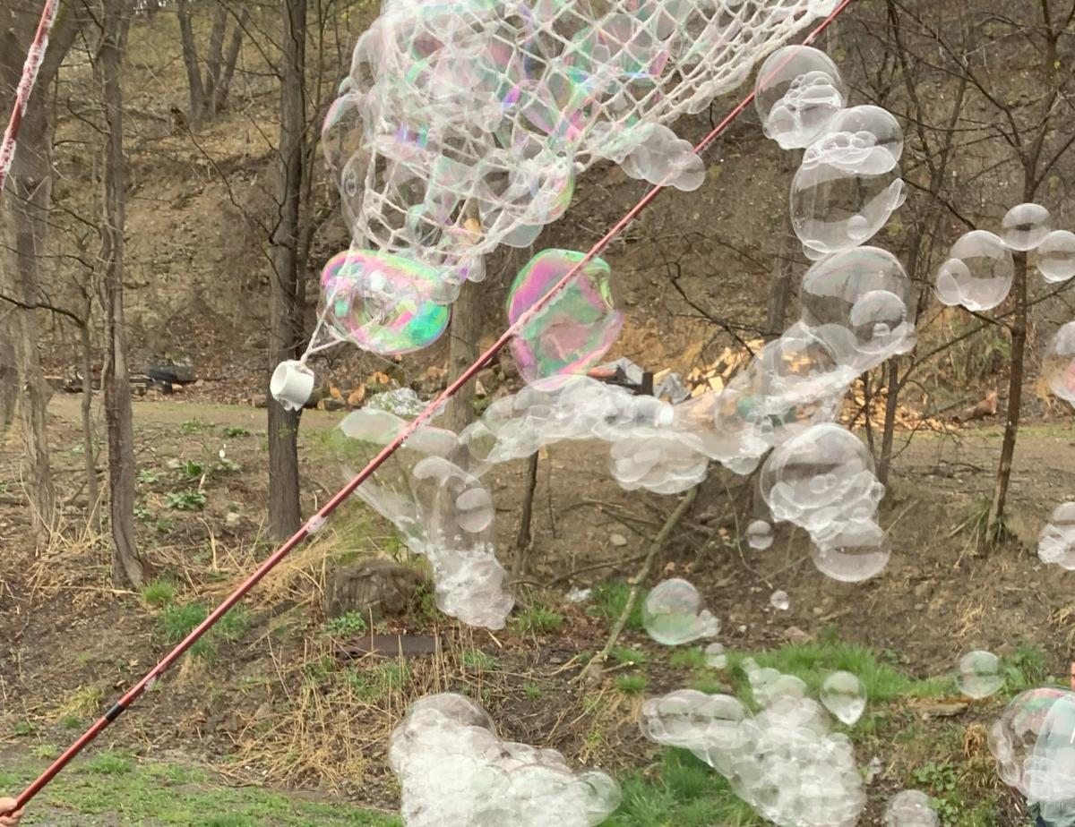 bubbles coming from a net