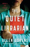 The cover of The Quiet Librarian featuring a woman in a light blue sweater holding a red book.